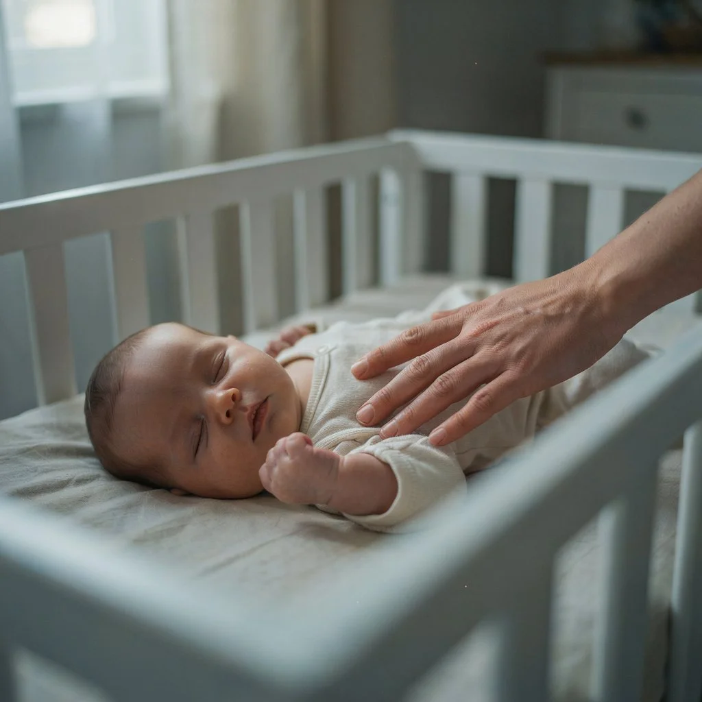 newborn sleeping in crib